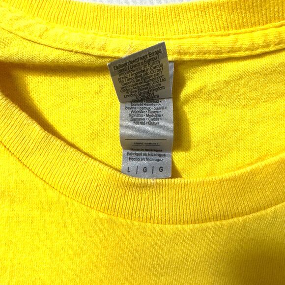 Lighting Bolts Tee Ball Coach T-shirt Men's Large Yellow Baseball Softball - Picture 5 of 5